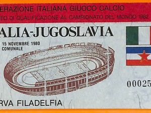 C2236- Vecchio BIGLIETTO PARTITA CALCIO- 1980 ITALIA VS JUGOSLAVIA