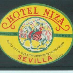 87084 - SPAIN  - Vintage hotel LABEL - Hotel NIZZA - Sevilla