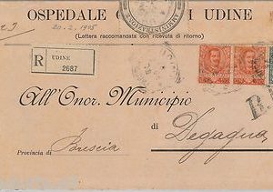 55464 -  REGNO - STORIA POSTALE:  BUSTA RACCOMANDATA da UDINE  1905 - BELLA!