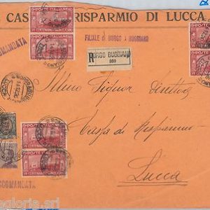 55465 -  REGNO - STORIA POSTALE:  BUSTA RACCOMANDATA da BORGO A BUGGIANO 1926