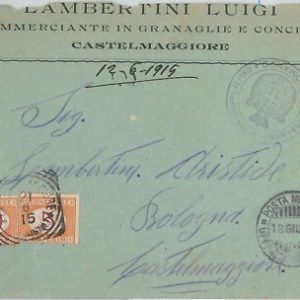 66464 - REGNO storia postale: ANNULLO POSTA MILITARE  su BUSTA 1915 - TASSATA!