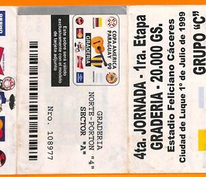 C2298- Vecchio BIGLIETTO PARTITA CALCIO- 1999 ECUADOR VS ARGENTINA