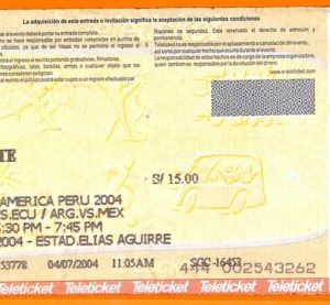 C2324- Vecchio BIGLIETTO PARTITA CALCIO- 2004 URU VS ECUAD / ARG VS MEX