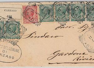 46928 - REGNO: Sass 81 (4 + 2 ) + 82  su BUSTA RACCOMANDATA da Carzago 1911