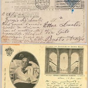 ITALIA REGNO  - Sass 83 VARIETA' dentellatura ISOLATO su CARTOLINA : MILANO 1922
