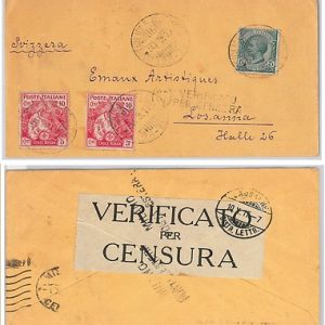ITALIA REGNO storia postale - Sass 102 * 2 su BUSTA - CROCE ROSSA Red cross 1917