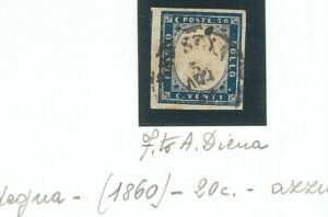 74354  - ANTICHI STATI: SARDEGNA - Sass 15Ca Azzurro USATO  -  DIENA