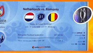 C2364- Vecchio BIGLIETTO PARTITA CALCIO- 2008 NETHERLANDS VS ROMANIA