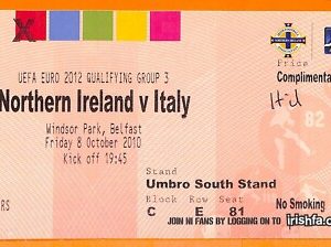 C2365- Vecchio BIGLIETTO PARTITA CALCIO- 2012 NORTHERN IRELAND VS ITALY