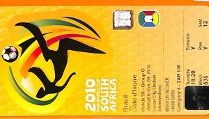 C2366- Vecchio BIGLIETTO PARTITA CALCIO- 2010 BRAZIL VS COTE D'IVOIRE
