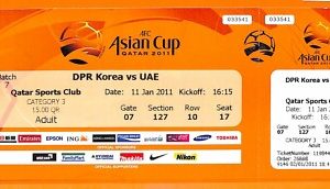 C2395- Vecchio BIGLIETTO PARTITA CALCIO- 2011 DPR KOREA VS UAE