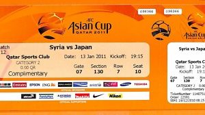 C2396- Vecchio BIGLIETTO PARTITA CALCIO- 2011 SYRIA VS JAPAN