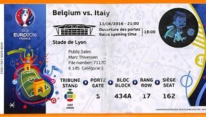 C2438-Vecchio BIGLIETTO PARTITA CALCIO- 2016 BELGIUM VS ITALY