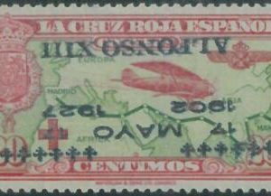 88672 - SPAIN  - STAMP:  EDIFIL  # 366  hi  MLH - INVERTED OVERPRINT Red Cross