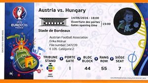 C2439-Vecchio BIGLIETTO PARTITA CALCIO- 2016 AUSTRIA VS HUNGARY