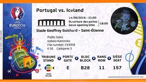 C2440-Vecchio BIGLIETTO PARTITA CALCIO- 2016 PORTUGAL VS ICELAND