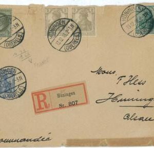 P0334 - GERMANY Reich + FRANCE - POSTAL HISTORY - Mixed Franking on Cover 1918