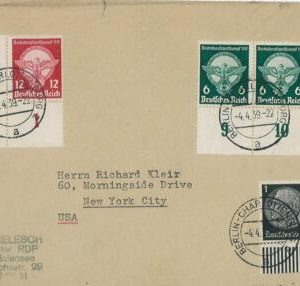 P0332 - GERMANY Reich - POSTAL HISTORY - Mi # 689/90 on FDC COVER to USA 1939