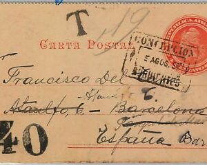 39453 - ARGENTINA  - POSTAL HISTORY  -  Stationery Card  to SPAIN - TAXED! 1901