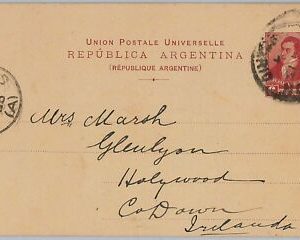 39445  - ARGENTINA  - POSTAL HISTORY  -  STATIONERY CARD to IRELAND 1896