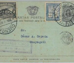 82876 - ECUADOR - Postal History - FIRST FLIGHT  Muller # 112  CUENCA - GUAYAQ.