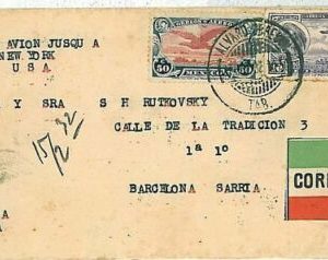 12271 - MEXICO  - POSTAL HISTORY - AIRMAIL COVER to SPAIN - Birds EAGLES  1932