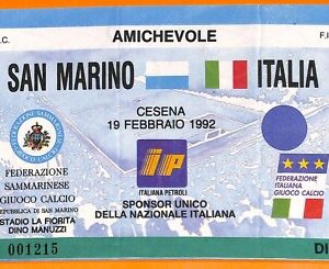 C2258- Vecchio BIGLIETTO PARTITA CALCIO - 1992 SAN MARINO VS ITALIA