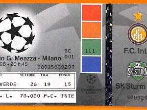 C2287- Vecchio BIGLIETTO PARTITA CALCIO - 1998 INTER VS SK STURM GRAZ