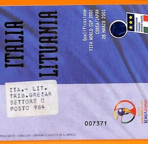C2313- Vecchio BIGLIETTO PARTITA CALCIO - 2001 ITALIA VS LITUANIA