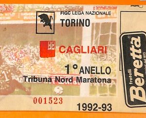 C2011- Vecchio BIGLIETTO PARTITA CALCIO - 1992-93 TORINO VS CAGLIARI
