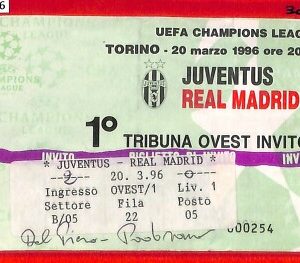 C1066 - Vecchio BIGLIETTO PARTITA CALCIO - 1995 / 96  JUVENTUS vs REAL MADRID