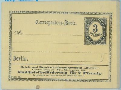 89262 - GERMANY - Postal History - Private Mail STATIONERY Card: Berlin 1874
