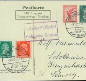 89704 - GERMANY - Postal History - FIRST FLIGHT Stationery Card BRAUNSCHWEIG