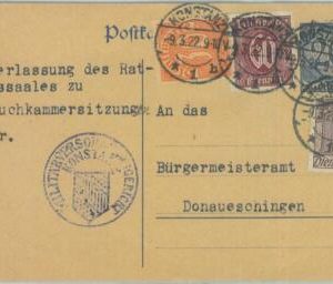 89264 - GERMANY - Postal History - 4 Color STATIONERY Card for OFFICIAL USE 1922