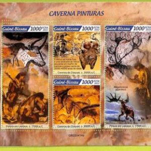 B0449 - GUINE-BISSAU - ERROR MISPERF Stamp Sheet - 2022 - Prehistory Paintings
