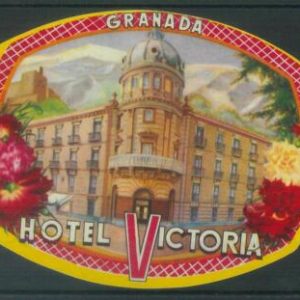 87085 - SPAIN  - Vintage hotel LABEL - Hotel VICTORIA - Granada
