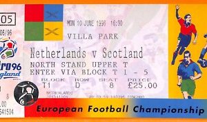 C2273- Vecchio BIGLIETTO PARTITA CALCIO- 1996 NETHERLANDS VS SCOTLAND