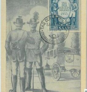 89866 - GERMANY Saar - Postal History - MAXIMUM CARD -  STAMP DAY uniforms 1953
