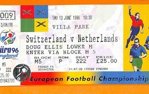 C2274- Vecchio BIGLIETTO PARTITA CALCIO- 1996 SWITZERLAND VS NETHERLANDS