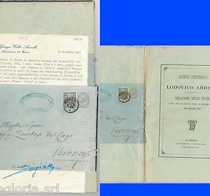 61413 - ITALIA Regno  - STORIA POSTALE - FASCETTA su libretto di ARIOSTO 1863 !