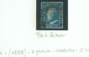 74363 - ANTICHI STATI:  SICILIA - Sassone 1g AZZURRO - USATO   - A. DIENA