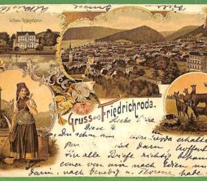 ah1402 - GERMANY - VINTAGE POSTCARD Ansichtskarten-Gruss aus Friedrichroda -1893