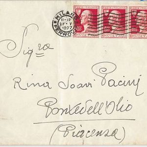 ITALIA REGNO: storia postale - Sass 210 striscia da 3 su BUSTA  1927 - VOLTA