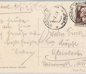ITALIA REGNO storia postale   Sass 212  ISOLATO su CARTOLINA : RICCIONE SPIAGGIA