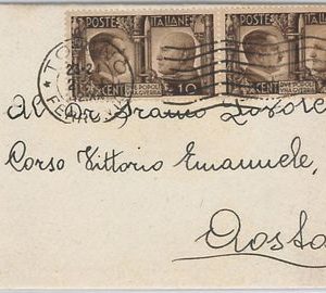 ITALIA REGNO: storia postale - Sass 452 coppia su piccola BUSTA  1942