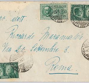ITALIA REGNO: storia postale - Sass 454 x 2 + ESPRESSO su BUSTA 1941