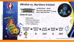 C2443-Vecchio BIGLIETTO PARTITA CALCIO- 2016 UKRAINE VS NORTHERN IRELAND