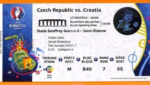 C2444-Vecchio BIGLIETTO PARTITA CALCIO- 2016 CZECH REPUBLIC VS CROATIA