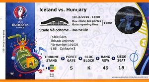 C2445-Vecchio BIGLIETTO PARTITA CALCIO- 2016 ICELAND VS HUNGARY