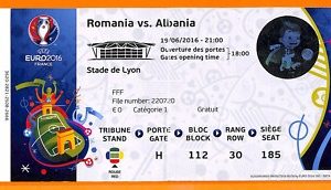 C2446-Vecchio BIGLIETTO PARTITA CALCIO- 2016  ROMANIA VS ALBANIA